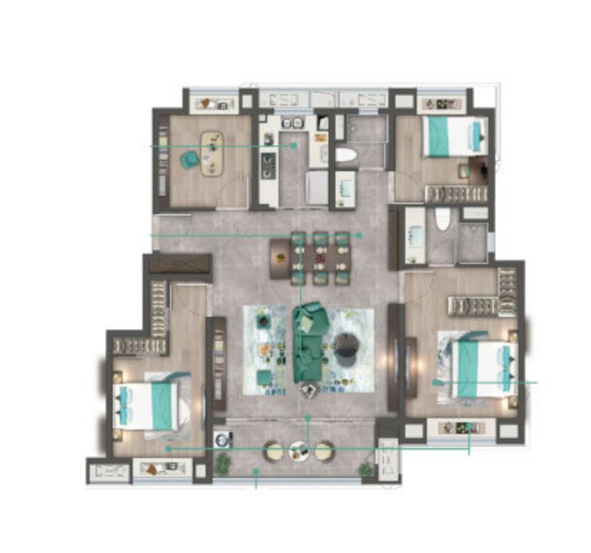 135㎡四室两厅两卫户型图