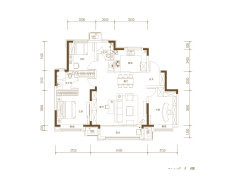 128平米三房户型图