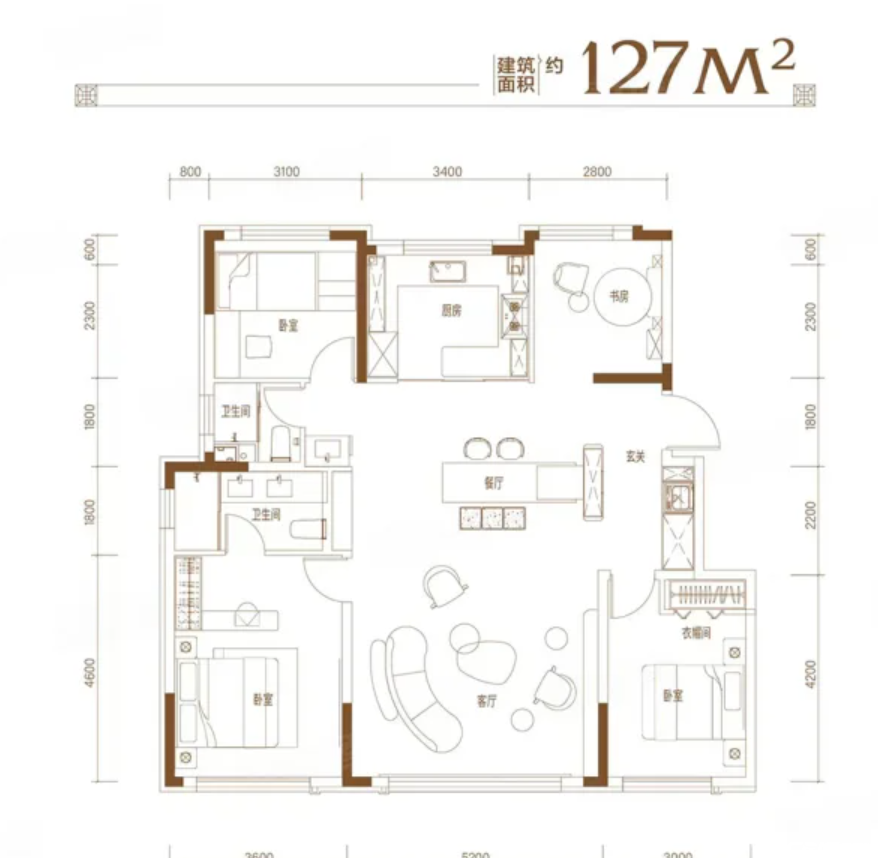 约127㎡户型户型图