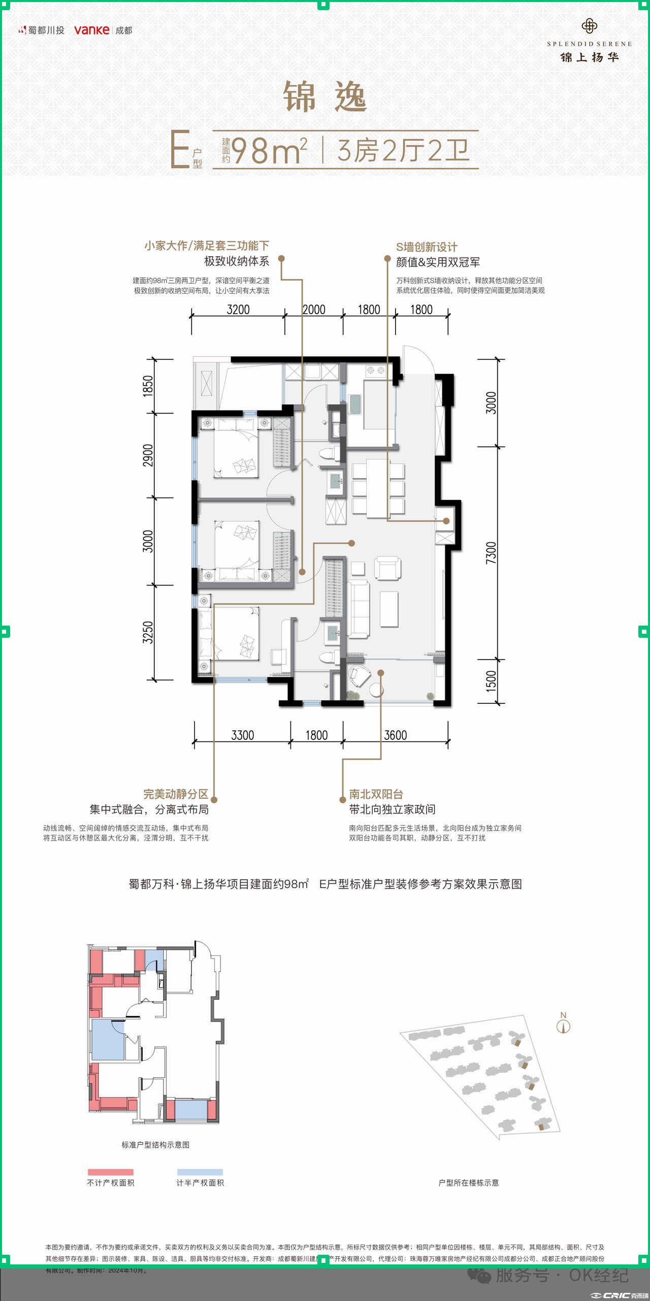 E户型 约98㎡户型图