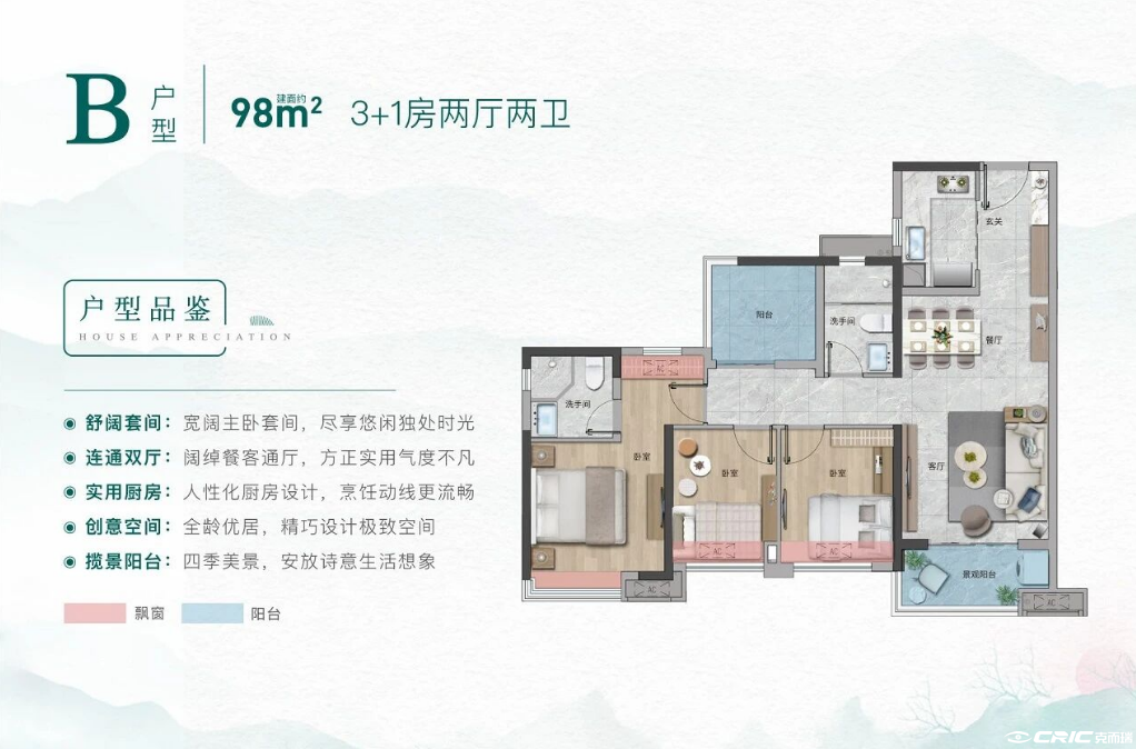 B户型 约98㎡户型图