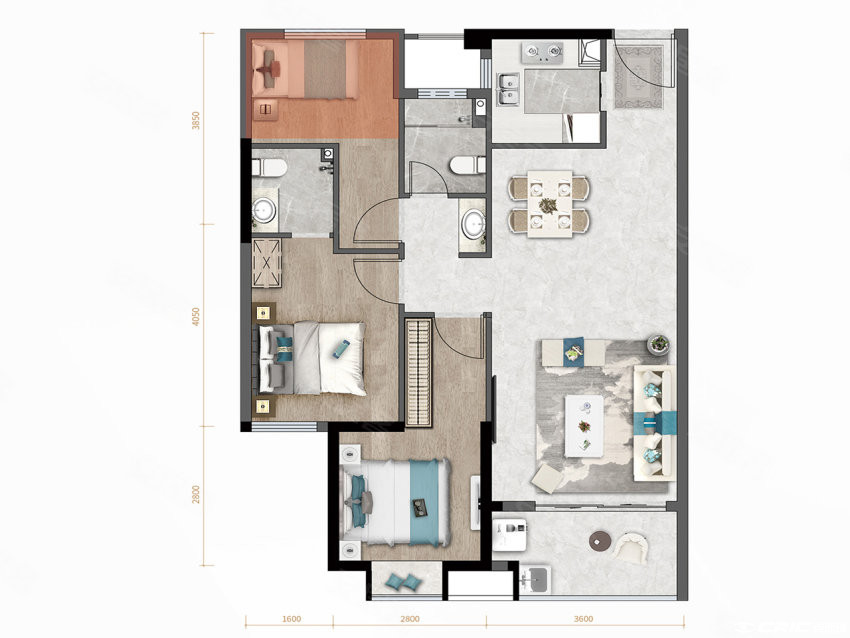 U户型户型图