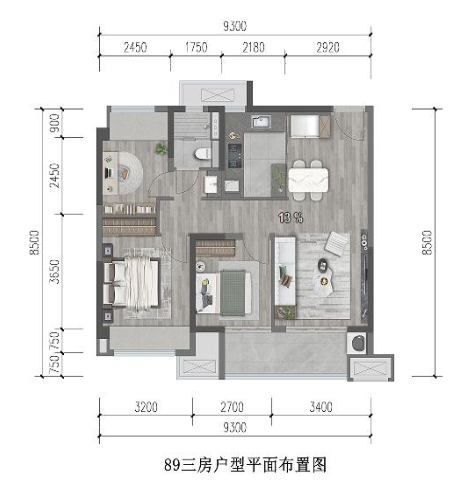 89三房户型-2户型图