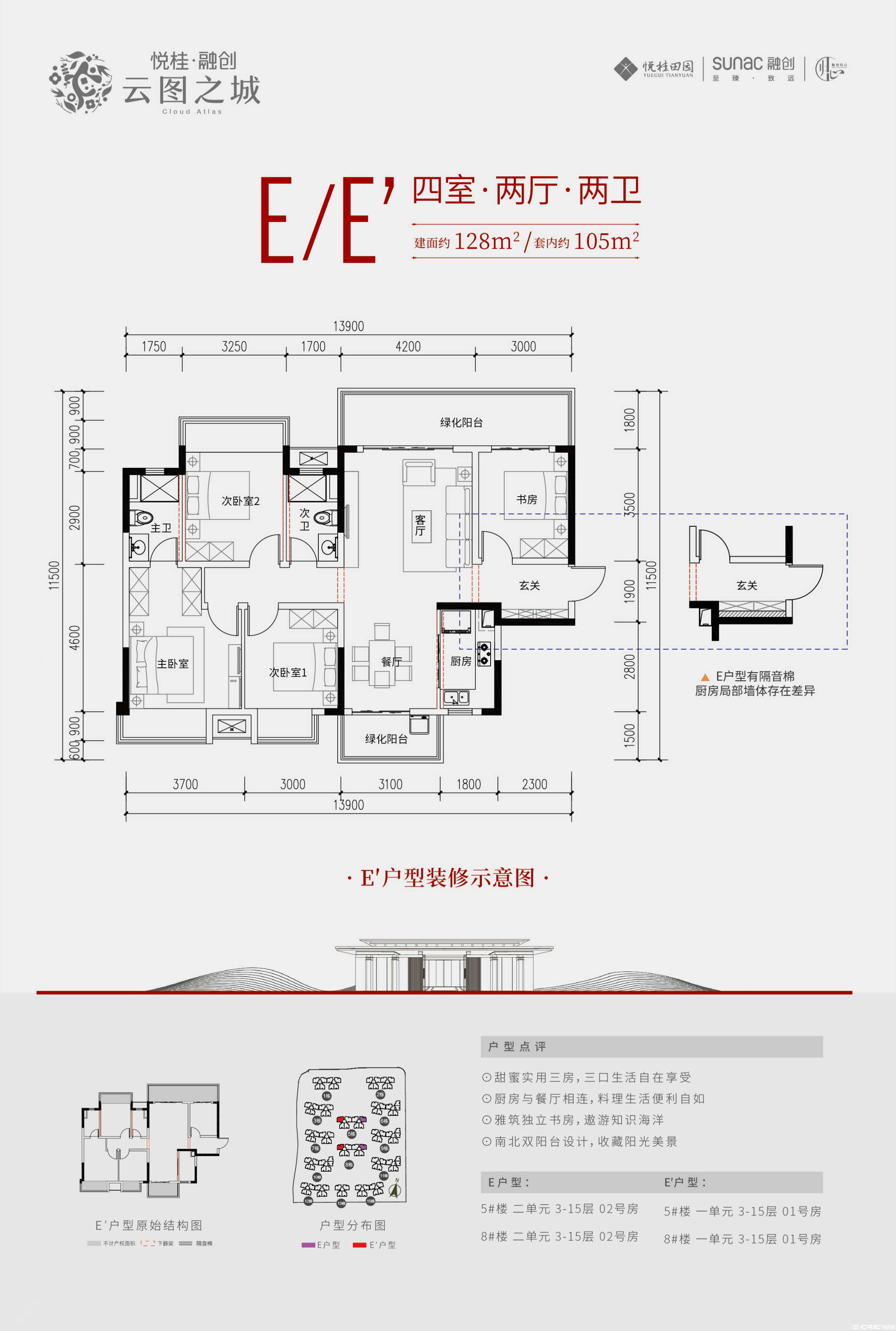 E户型128户型图