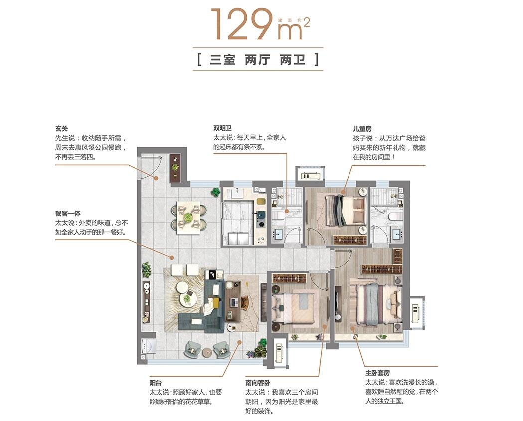 129㎡三室户型图