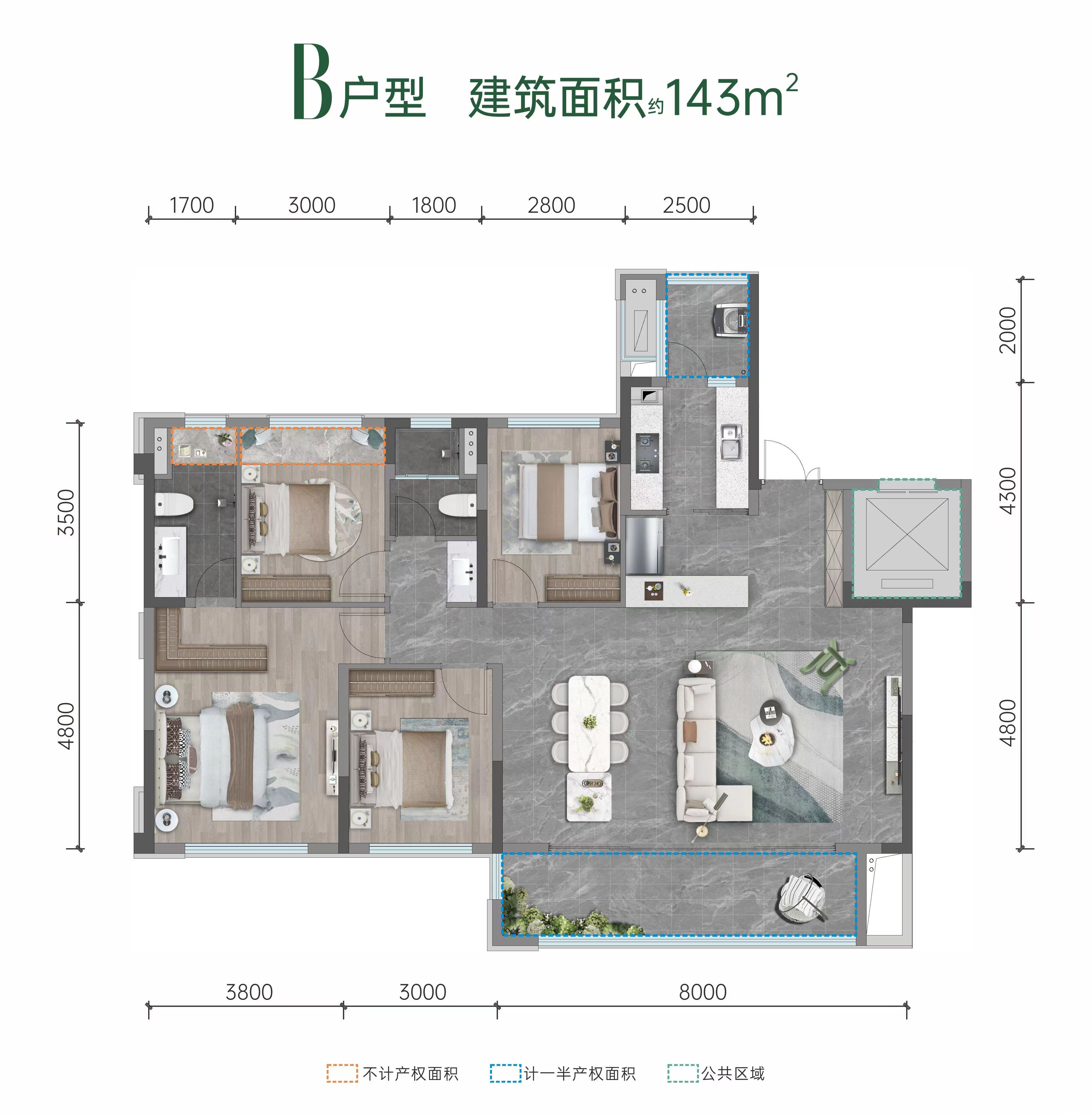 B户型-143㎡户型图