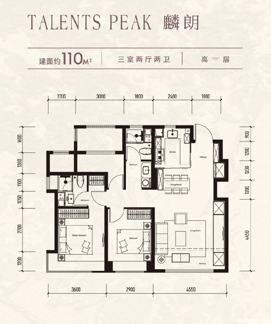 110㎡三室户型图