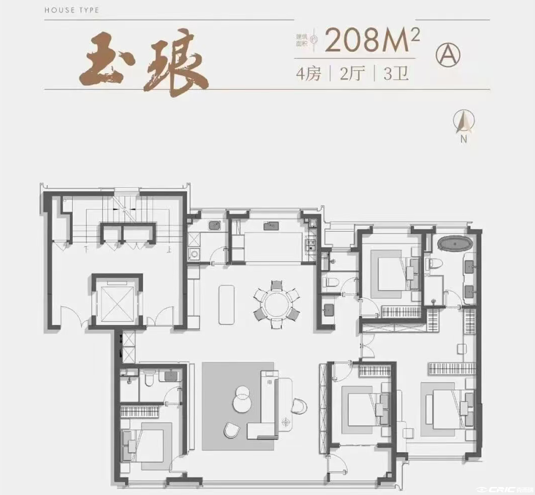 玉琅208㎡4-2-3户型图