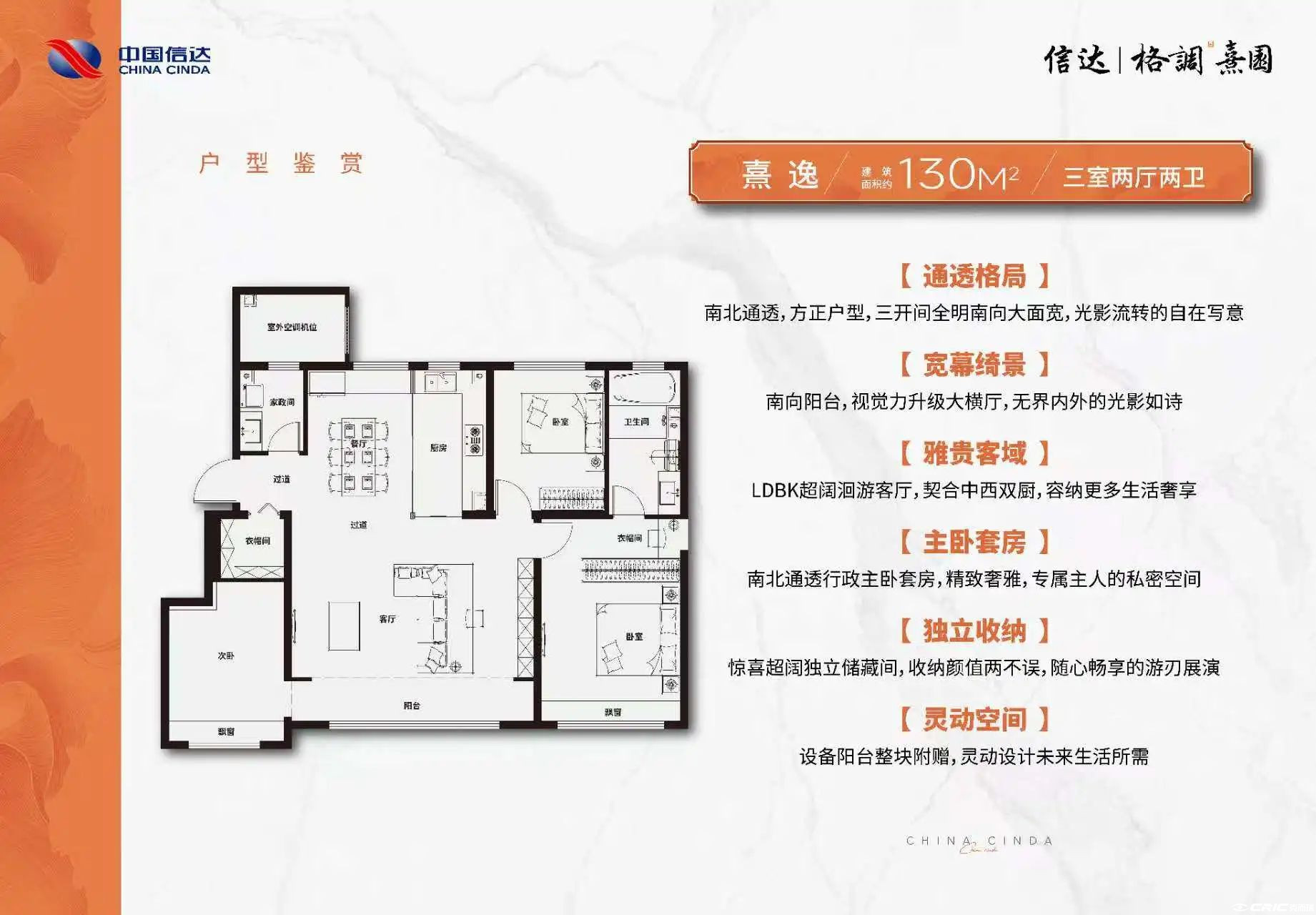 130㎡三室户型图