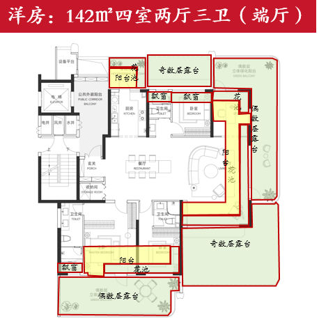 洋房142端厅户型图