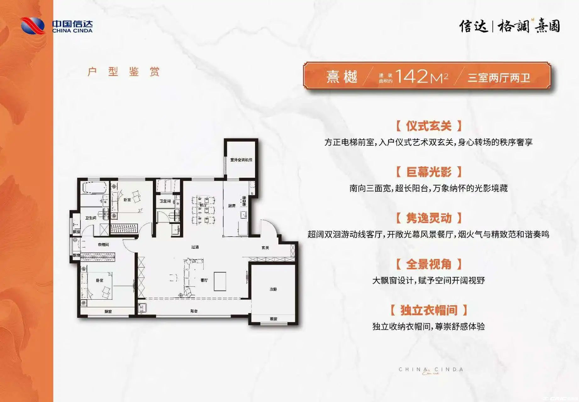 142㎡三室户型图