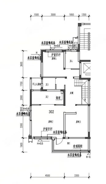 建面约187㎡中叠户型图