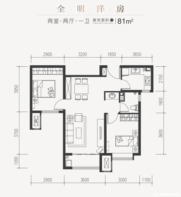81㎡二室户型图