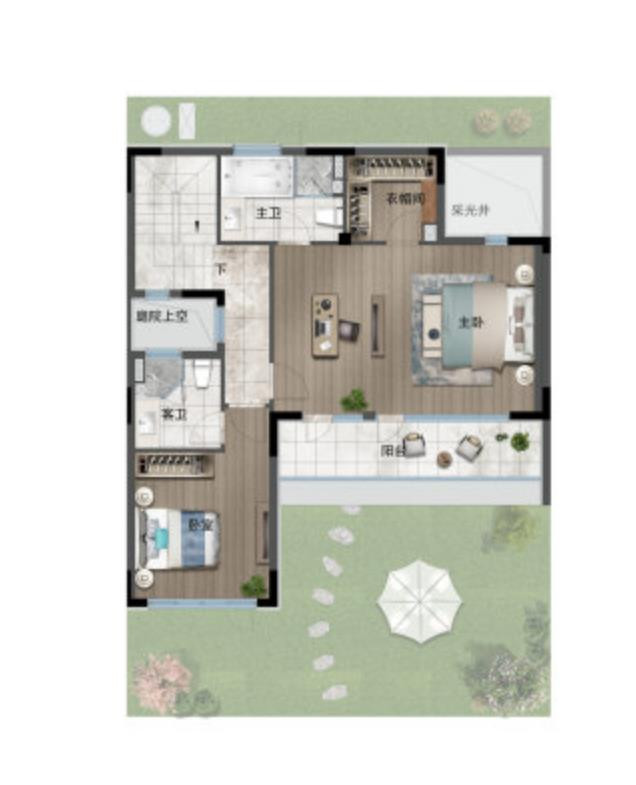 165-S户型, 联排别墅, 建筑面积约165.00平米户型图