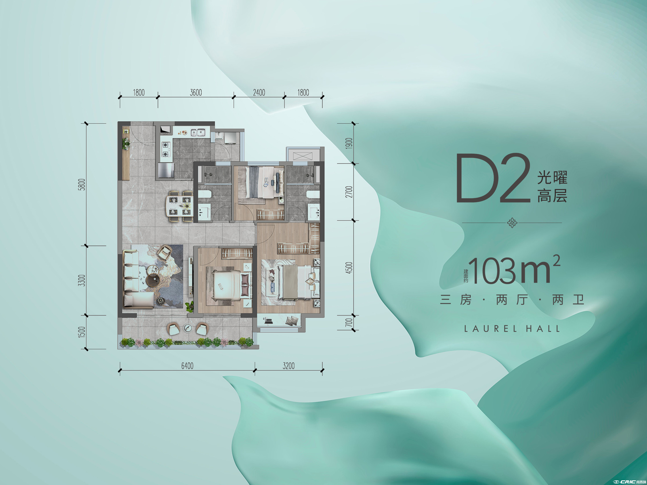 D2户型-103㎡户型图