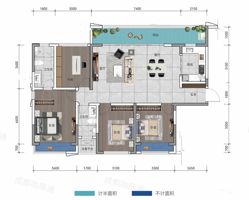 H户型-142㎡户型图
