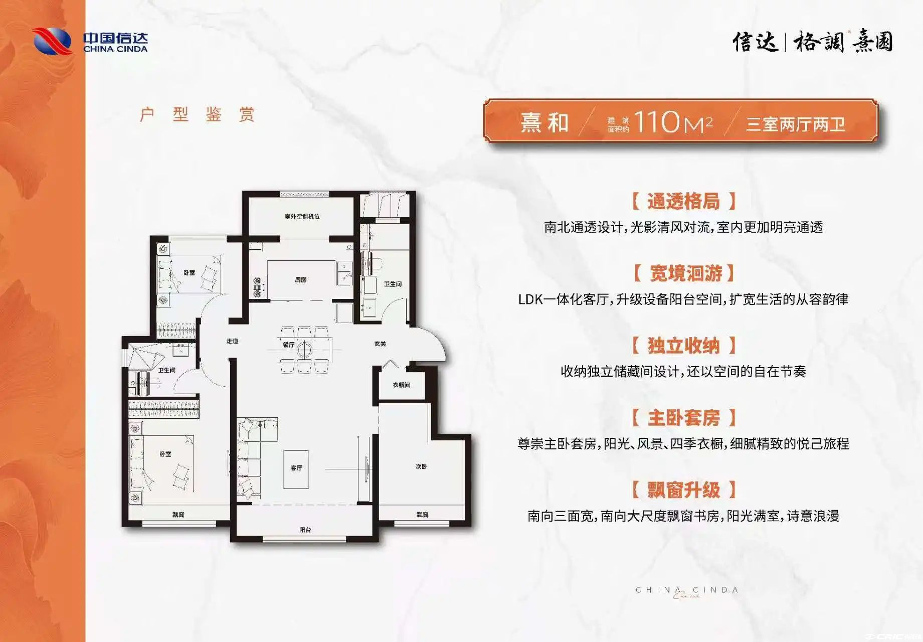 110㎡三室户型图