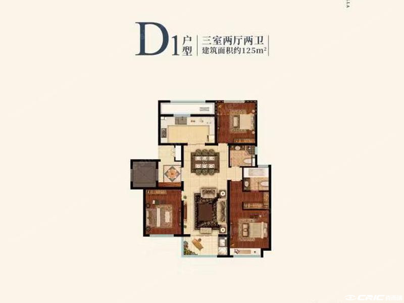 洋房D1户型125㎡户型图