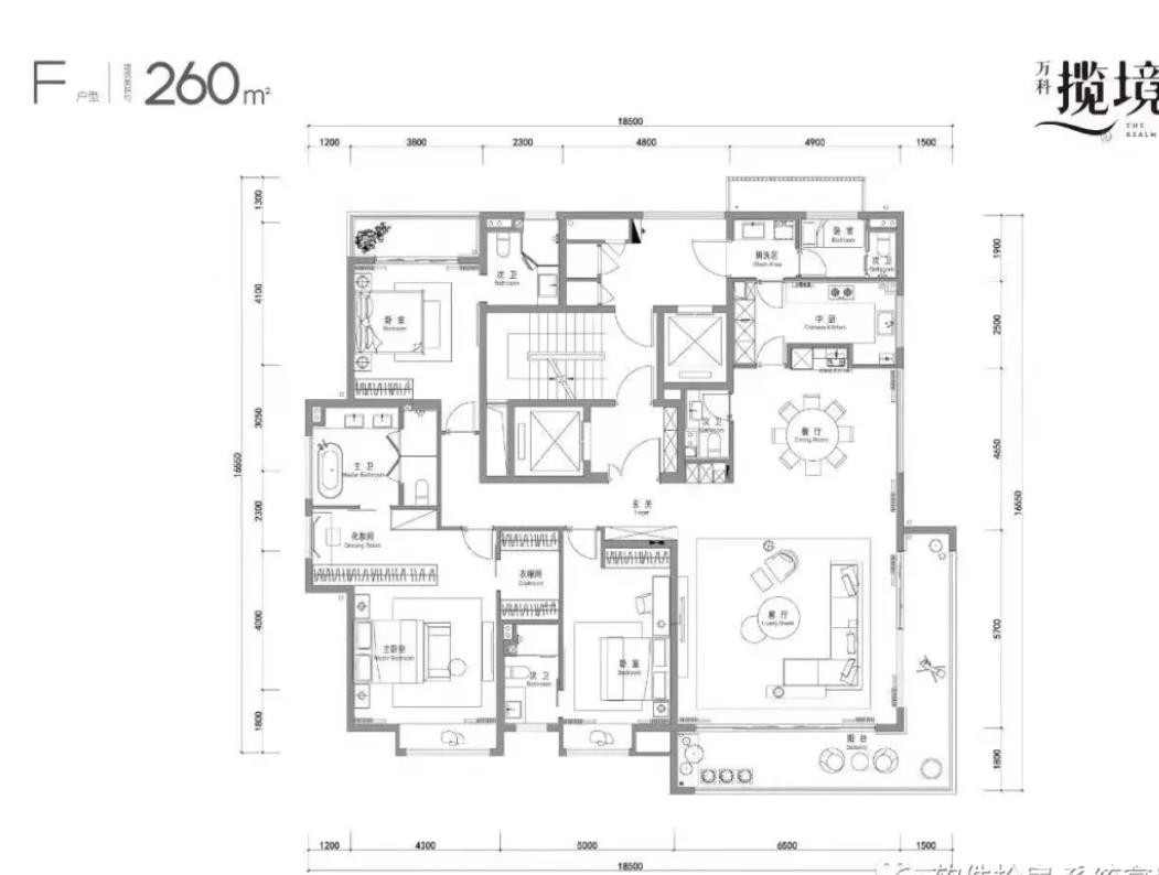 260㎡四室两厅五卫户型图