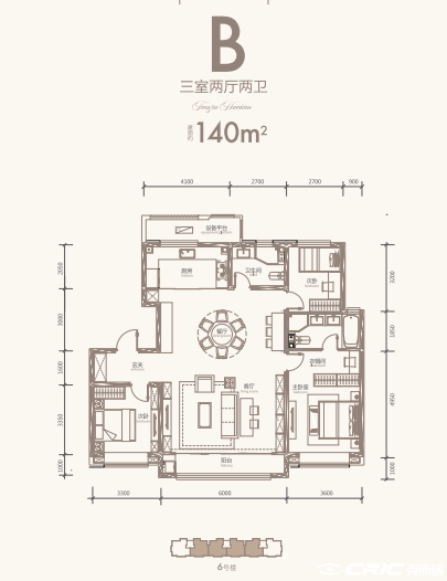 140㎡三室户型图