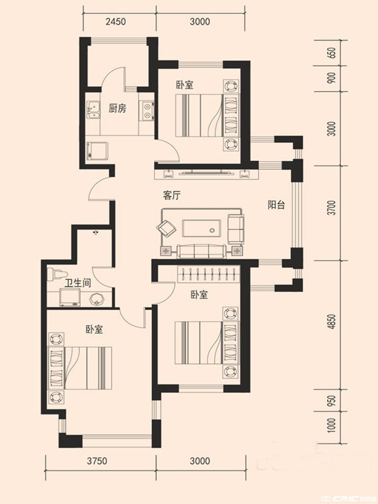 C户型户型图
