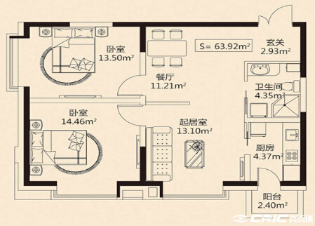 C户型户型图