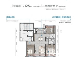 三小高层 约113㎡户型图