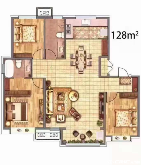 128㎡三室户型图