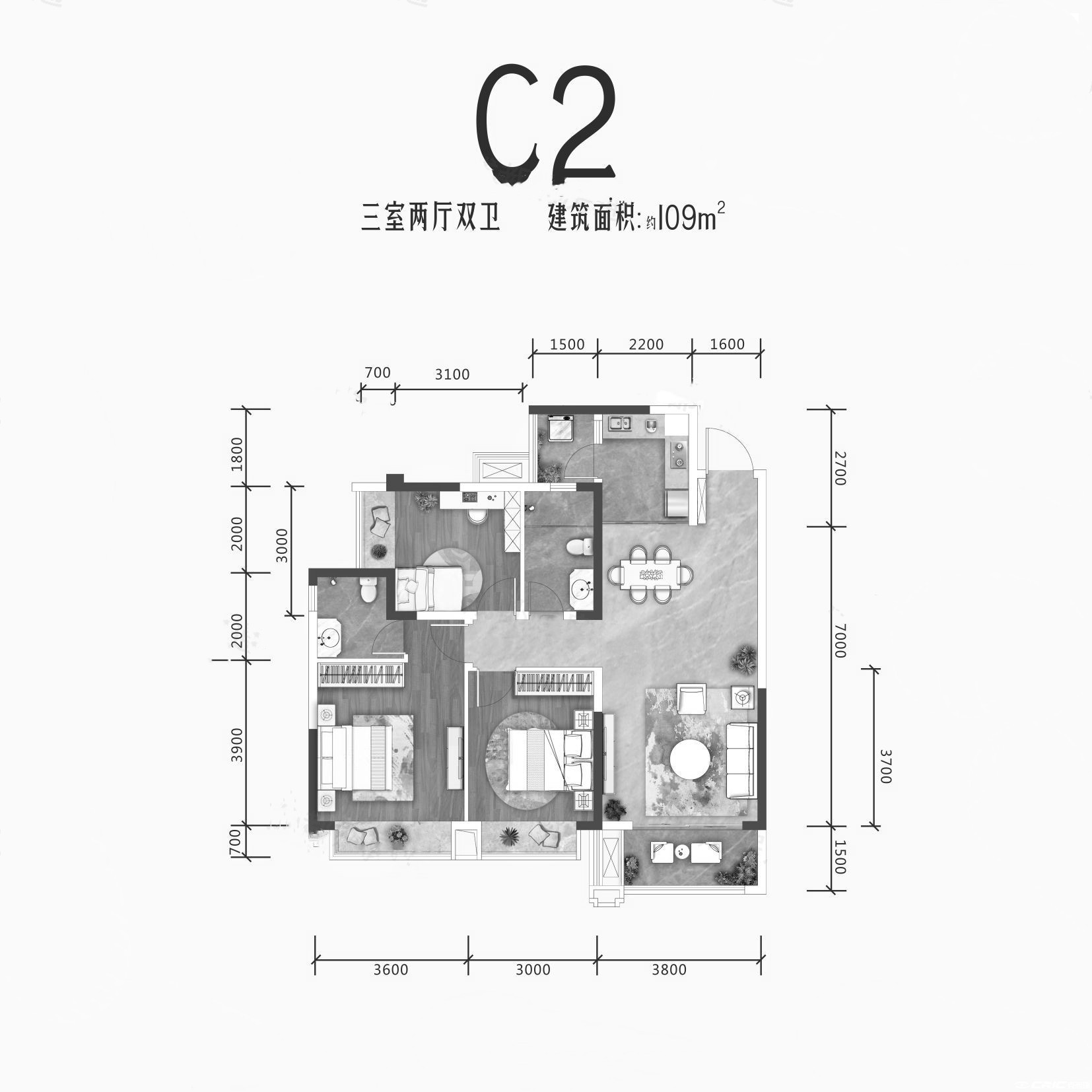 C2-109㎡户型图