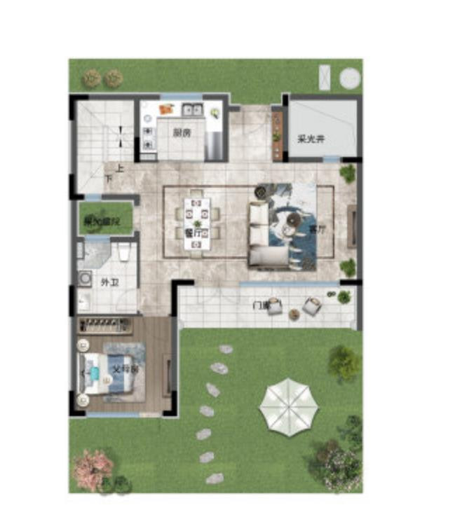 165-N户型, 联排别墅, 建筑面积约165.00平米户型图