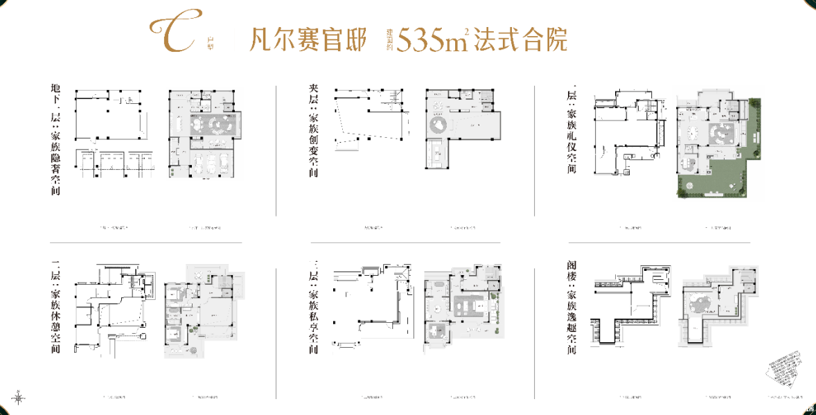 凡尔赛官邸 约535㎡法式合院户型图