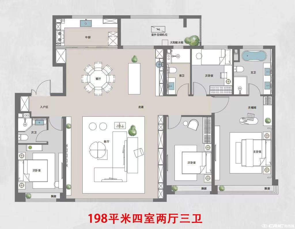 198㎡四室户型图