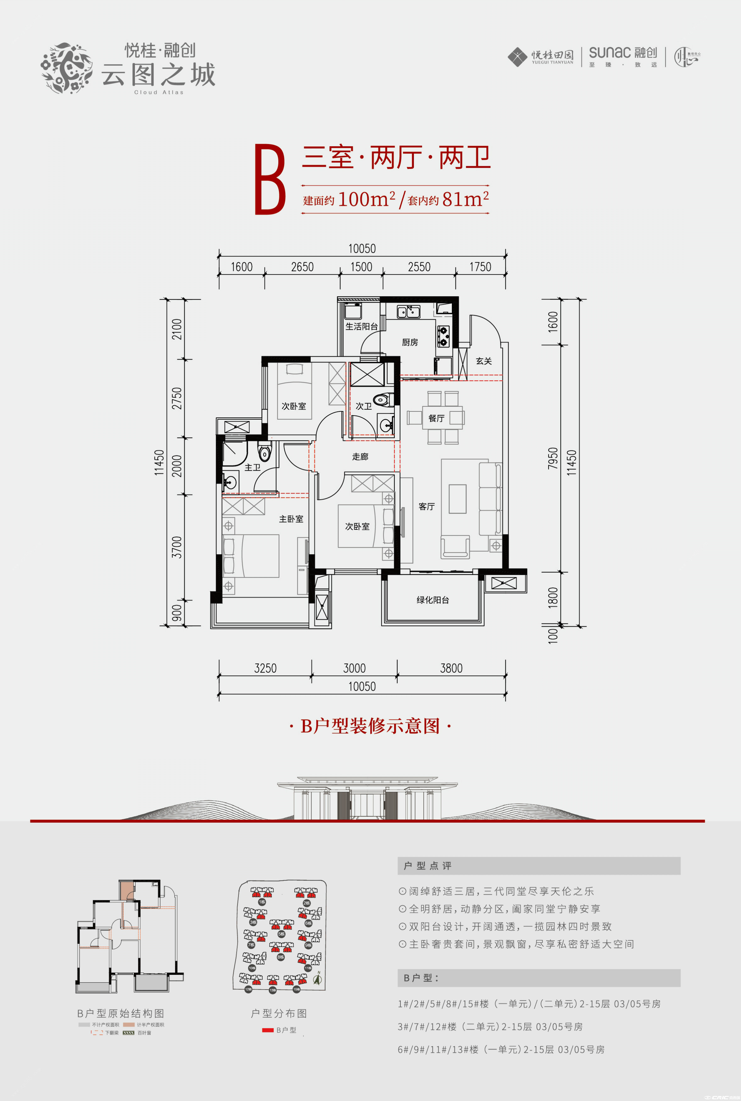 B户型100㎡户型图