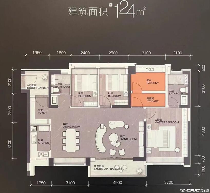 D（3+1房）户型图