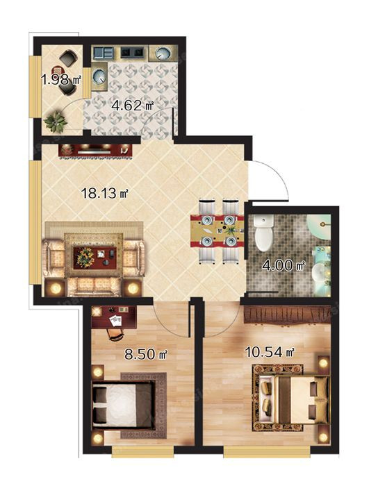 45.79两房户型图