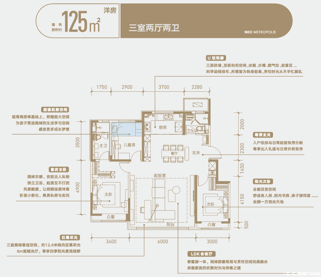 洋房125㎡三室户型图