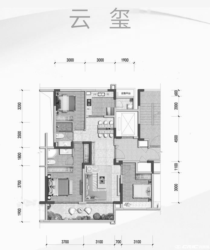 A2户型-120㎡户型图
