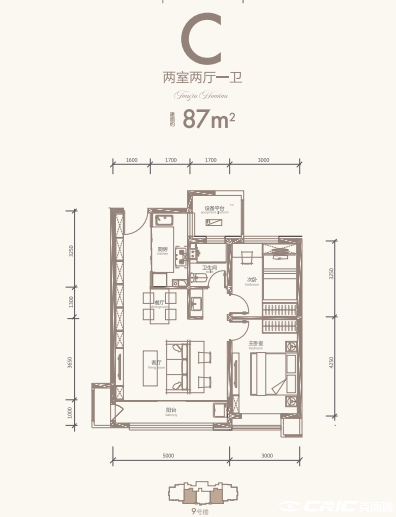 87㎡二室户型图