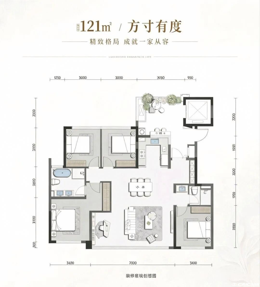 约121㎡户型户型图