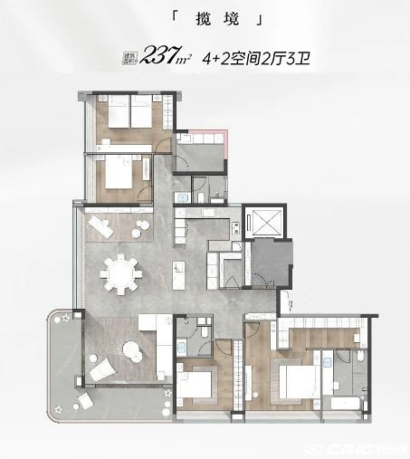 F（4+2房）户型图
