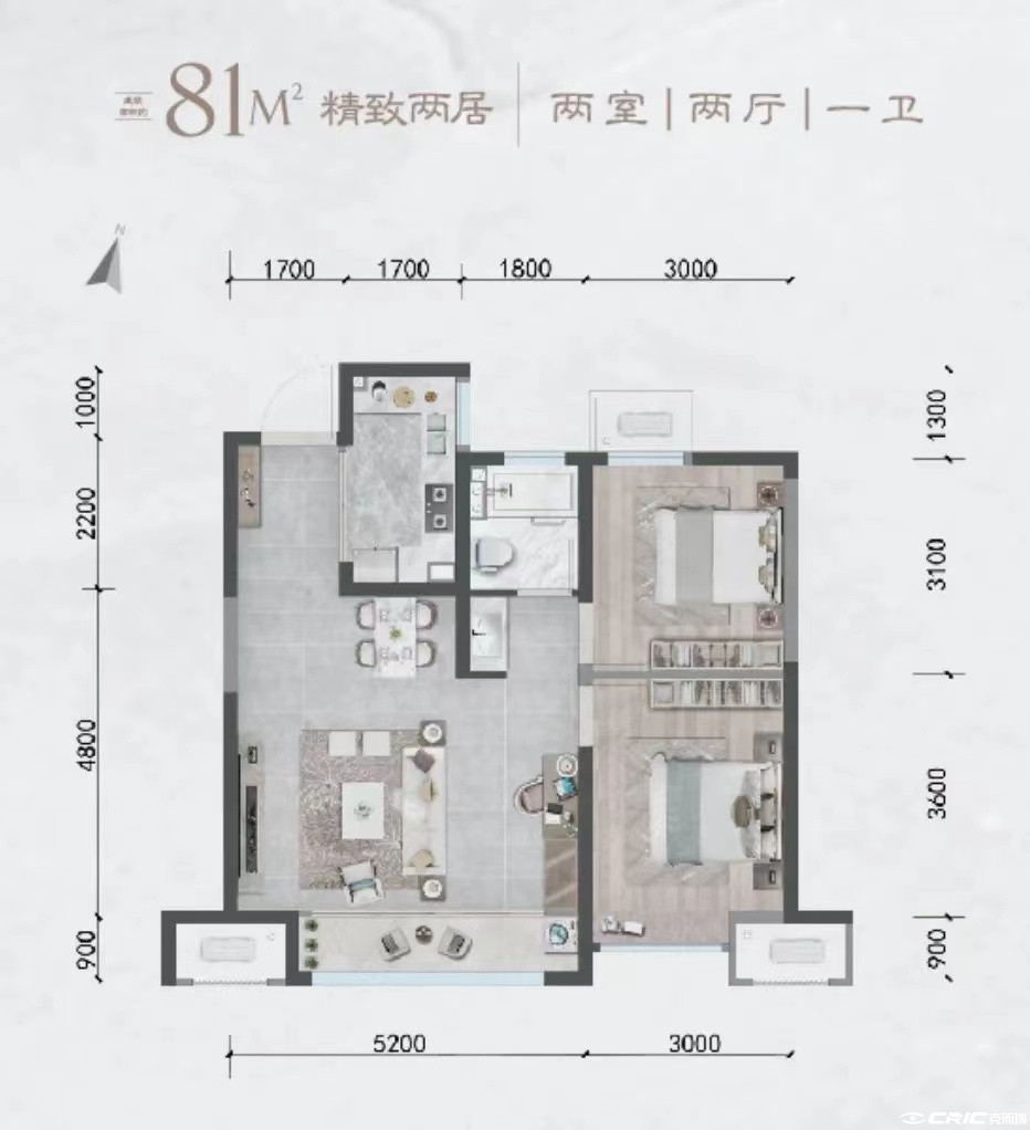 81㎡二室户型图