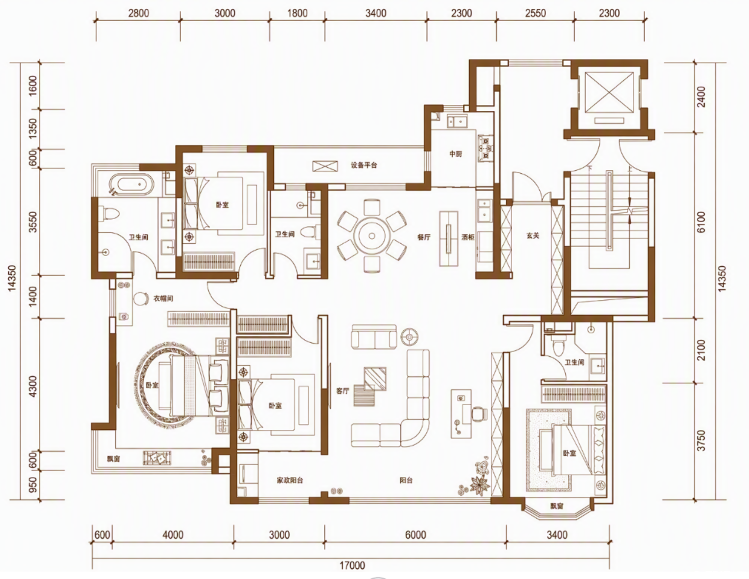 B户型约202㎡户型图