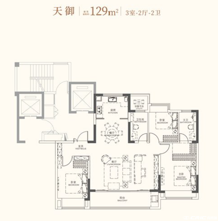 天御 约129㎡户型图