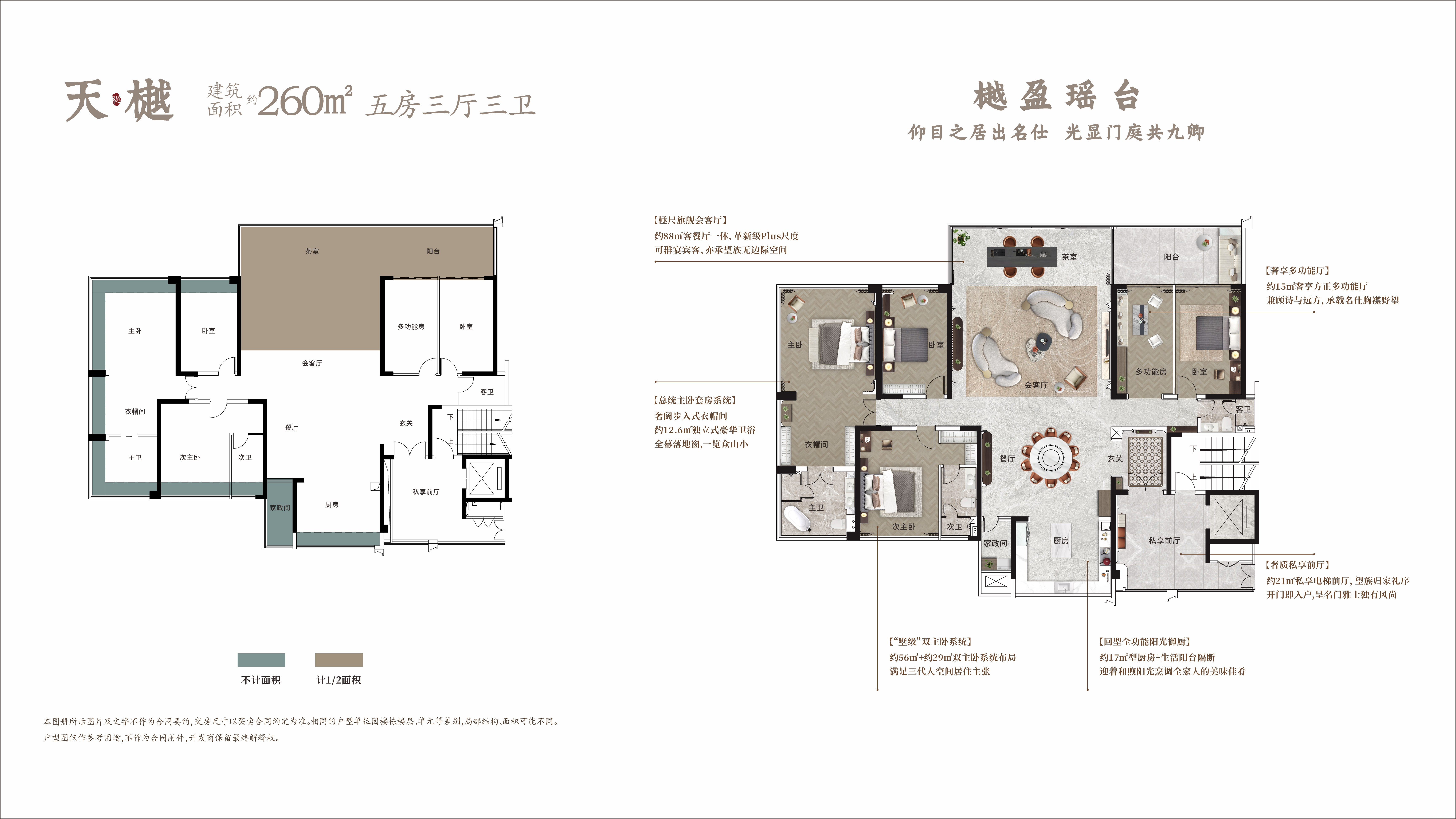 260平五房户型图