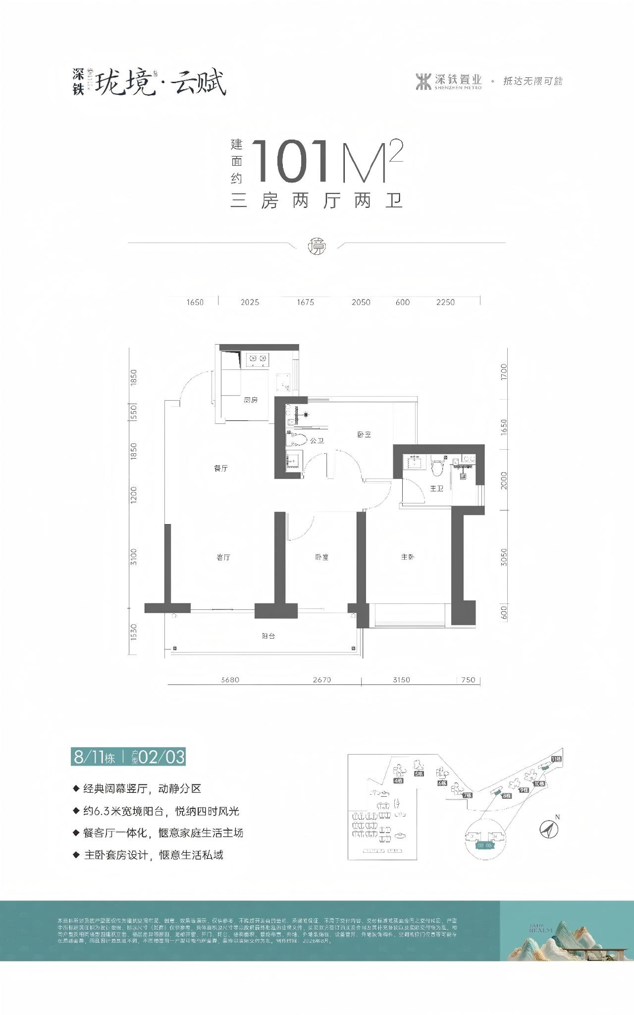 8/11栋 02/03 约101㎡户型户型图