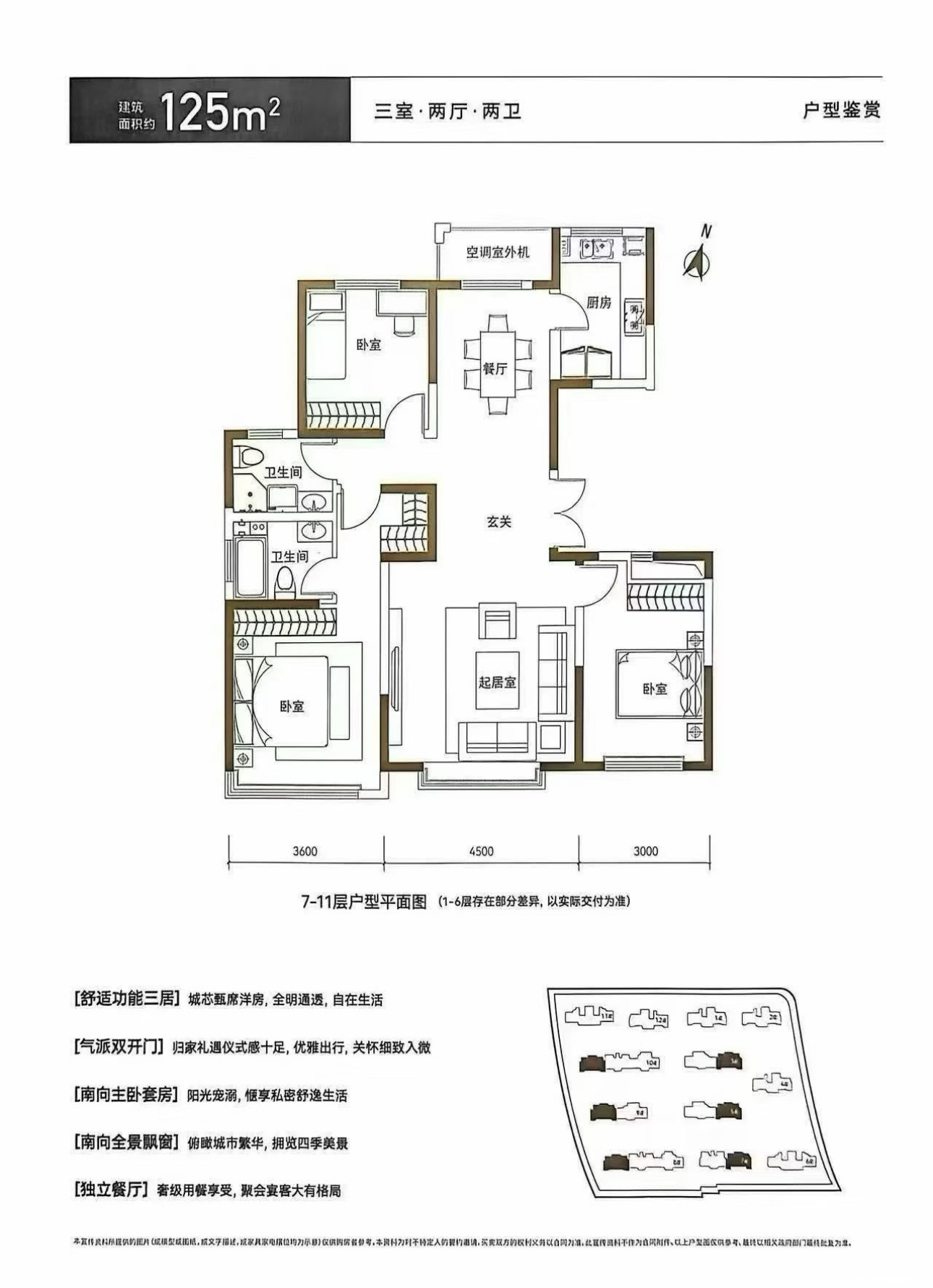 洋房125㎡三室户型图