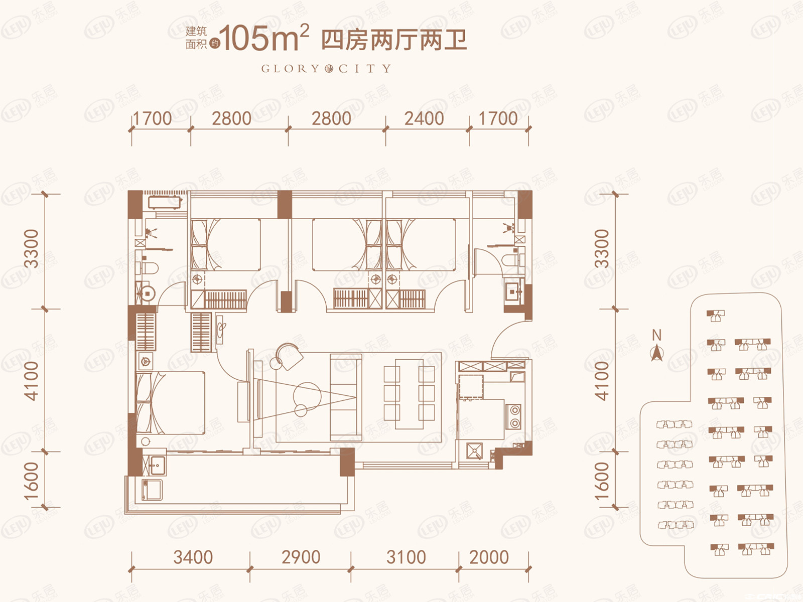 A户型-约105㎡户型图