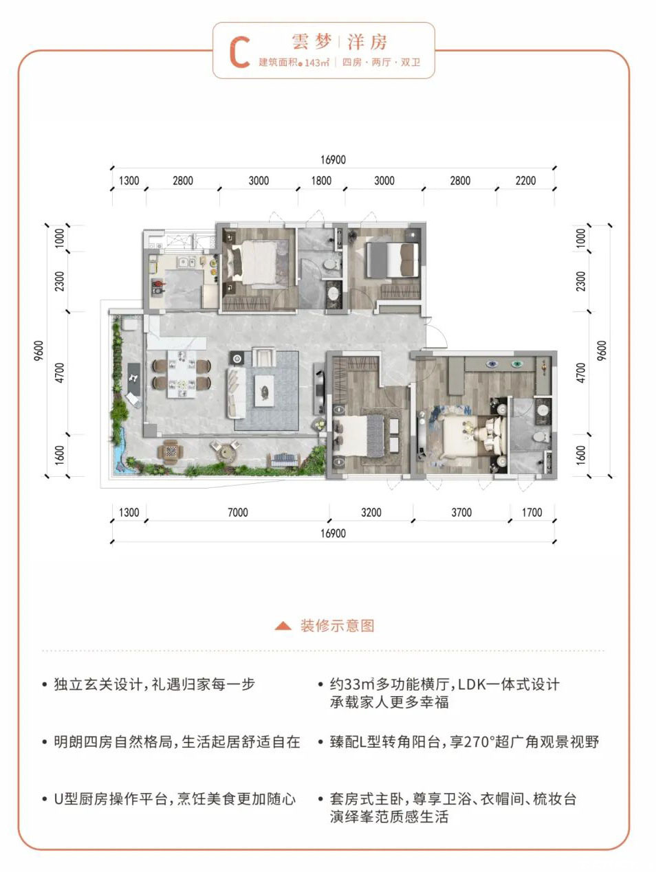 云海境 C户型-143㎡户型图