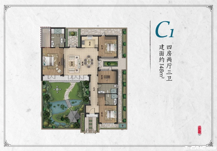 独栋B户型图