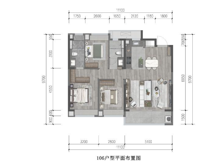 106户型 约106㎡户型图